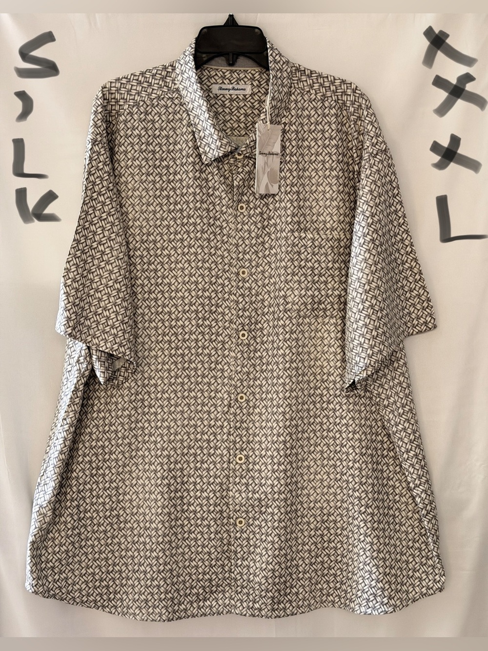 Tommy Bahama Black & White Geometric Short-Sleeve Silk Shirt